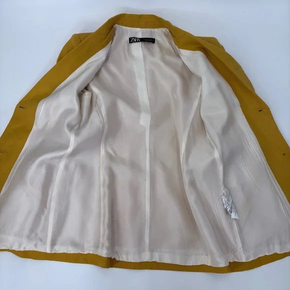 ZARA Women’s Yellow Linen Blazer Pant Set - Picture 5 of 16